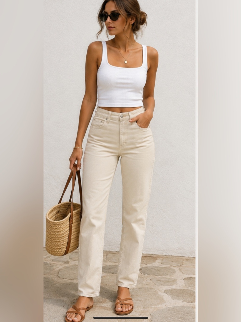 7 For All Mankind Ivory Modern Straight Leg Denim Jeans Mens Size 28 Beige